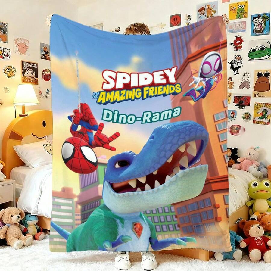 1pcs S Pidey And His Amazing Friends Fleece Blanket Versatile Multi-Purpose Soft Cozy Spider-Man Throw Blanket For Sofa Bed Living Room Couch Travel Camping Office Nap Car Decorative Warm Cartoon Plush Blanket Marvel Fans Gift - Nhiều màu - Xem 1