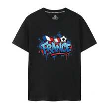 France National Team Jersey For The 2026 World Cup, Short Sleeve, Graffiti Style, Modern, Pure Cotton, Unisex, Fan Clothing - 黑色 - 查看 8