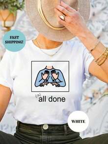 Camiseta para Maestros de Autismo "Todo Listo", Ropa de Aceptación del Autismo, Recursos de Educación Especial, Camiseta para Maestros de Autismo, Educador de Necesidades Especiales, Camiseta Clásica de Algodón Grueso de Manga Corta, 100% Algodón, Camiseta con Estampado Gráfico, Top Casual de Manga Corta para Mujer, Camiseta de Algodón - Blanco - Ver 8