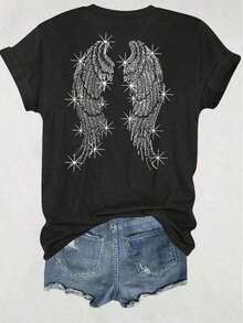 1 camiseta de manga corta con cuello redondo para mujer, 1 camiseta con estampado digital gráfico inspirado en los zapatos del Mago de Oz para el verano, 100% algodón, camiseta casual estampada, blusas para damas, camisetas de manga corta estampadas, camiseta gráfica, camisetas gráficas para mujer, camiseta de verano, camiseta casual, conjuntos de vacaciones para mujer, diseño juvenil y moderno, camiseta gráfica, camisetas gráficas para damas, camiseta de verano, camiseta casual, conjuntos de vacaciones para mujer, diseño juvenil y moderno. 180g 100% Algodón - Negro - Ver 9