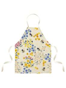 1pc Bee & Floral Pattern Single-Sided Printed Apron, Unisex Home Kitchen Neck-Tie Apron, Home Decor Cooking Protective Apron - Multicolor - View 6