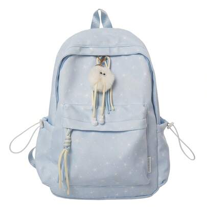 New Style School Bag For Female Students, Korean Version, Large Capacity, Star Print Backpack For Junior High And High School Students