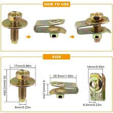 20pcs/10 Sets M6 Threaded Metal U-Clips With Hex Washers, Automotive Fasteners For Floor Mats, Fenders, Bumpers, Hood Fixation, Rust-Resistant And Durable, Specialized For Auto Repair And Installation - 10 Pairs Of Threaded Metal U-clamps - View 8