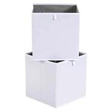 Basics Contenedores de almacenamiento plegables cubos organizadores para estantes paquete de 6 - Blanco - Ver 3