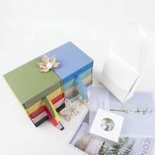 A Transparent Film Suspended Jewelry Packaging Display Box, Available In Multiple Colors, Includes A Matching Paper Outer Box. It Can Store Rings, Earrings, Bracelets, And Other Types Of Jewelry. Features Scratch-Resistant And Dust-Proof Design, Combining The Functions Of Store Display And Holiday Gift Packaging. A Simple And Practical Universal Jewelry Storage Box - White Film Box; 11*11 - View 5