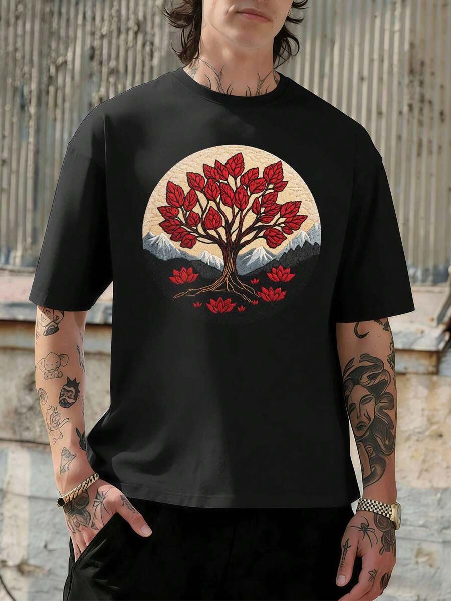 Men Plus Size T-Shirts - Black - View 1
