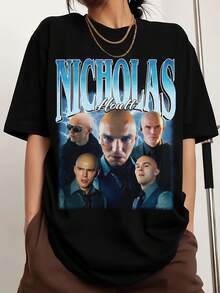 Nicholas Hoult Vintage Bootlegs Unisex Shirt, Vintage Style Lex Luthor T-Shirt, Funny Fandom T-Shirt, Unisex Gift For Fans. Crew Neck Printed Men's Fashion Short-Sleeve Sports T-Shirt, Comfortable And Versatile, 100% Cotton, 220g. - 黑色 - 查看 6