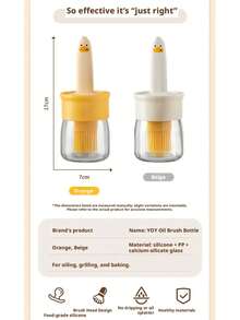 Cute Duck Silicone Oil Brush With Glass Bottle, Basting Brush For Cooking, Baking, BBQ, Kitchen Gadget - Little Yellow Duck - View 8