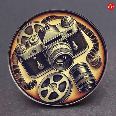 1 chiếc ghim cài áo hình máy ảnh cổ điển - Thiết kế cơ khí, ghim cài áo hình máy ảnh phim retro, thích hợp để cài lên quần áo, ba lô, khăn quàng cổ, cũng có thể dùng làm quà tặng cho nhiếp ảnh gia, phong cách retro thời trang cho các bữa tiệc và trang phục hàng ngày, hình dạng phẳng 2D.
