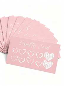 50pcs Pink Heart Loyalty Punch Cards, Blank Customer Reward Cards For Small Business, Perfect For Boutiques, Coffee Shops And Beauty Salons - Loyalty Card - View 4