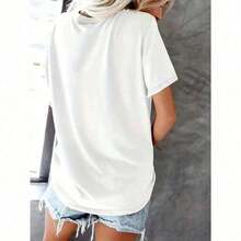 Camisetas gráficas de manga corta para mujer, camiseta con estampado de Haití para mujer, camisetas divertidas de algodón estilo Y2K Harajuku, ropa divertida para mujer, ropa estética de moda, ropa de mujer, 100% algodón, cuello redondo informal, top de manga corta, perfecto para primavera y verano, estilo vintage. - Blanco - Ver 4