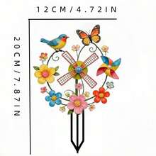 2D Acrylic Windmill Garden Stakes, Suitable For Yard, Garden, And Potted Plant Decor - A - View 3