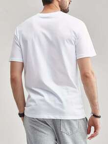 Pure Cotton T-Shirt With A Creative "Salt Light" Print Design. Soft, Easy-Care, Modern, And Fashionable, This Casual And Versatile T-Shirt Is Suitable For All Seasons And Is Machine Washable. A Classic Essential For Everyday Summer Outings. Plain White T-Shirt. - 白色 - 查看 2