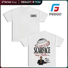 FEEGO Two-Sided Graphic T-Shirt - The World Is Yours, Featuring An Iconic Tony  Image. Perfect For Movie Fans And Streetwear Enthusiasts. Casual Crew Neck T-Shirt, 100% Pure Cotton, Urban Fashion Tee. Y2K A8SY KA9D - 黑色 - 查看 11