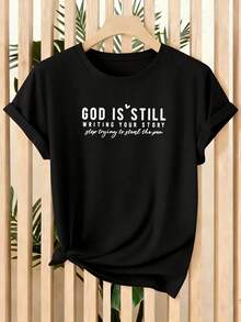 Camiseta unisex de manga corta, para mujerManga cortaCamisetaconDiosEsTodavíaEscrituraTuHistoriaImprimir-InformalRedondoCuelloBlusaSuperiorAdecuadoparaInformalVestimentaIglesiaConjuntos de ropa&VeranoConjuntos de ropaMáquinaLavablePlayeras de ropahombre, , , Dazymujer,romwehombres, bohochic,maestrasregalos,camisetaparaconjuntos de mujercon curvasparamu,y2k, - Negro - Ver 1