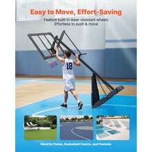 Portable Basketball Stand, 8.04 To 10 Ft Height Adjustment Basketball Hoop & Goal, Basketballs Hoop Outdoor With 44 Inch PC Backboard For Kids, Adults In Schools, Parks, Indoor & Outdoor Use - 8.04 to 10 ft - 查看 6