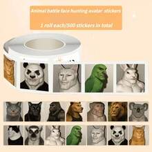 500 Animal Battle Face Stickers Roll | Fun Meme Animal Stickers For Laptops, Water Bottles, And Laptops | Virus Grade Gigachad Animal Stickers For Meme Enthusiasts And Laptop Users - Multicolor - View 7