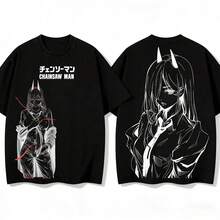 s-3xl Camiseta Unisex 100% Algodón, Diseño de Demonio Blanco y Negro con Cuernos,A283  Estilo Oscuro Streetwear, Camiseta de Verano de Cuello Redondo, Ropa Casual para Hombres y Mujeres, Tallas S-3XL, Estética Gótica, Ropa de Moda Urbana - Blanco - Ver 4