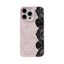 1pc Black Lace Flower Textured Matte Anti-Fall TPU Fashionable Phone Protective Case Suitable For IPhone 16, 15, 14, 13, 12, 11, 17 Pro Max - Multicolor - View 5