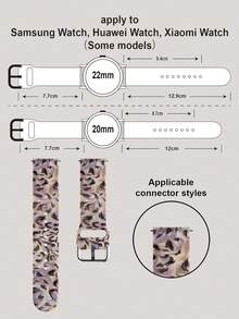 1pc Silicone Watch Band With Purple And Yellow Leopard Print Pattern, 20/22mm Universal Soft Elastic Breathable Replacement Strap, Compatible With Samsung, Honor Smartwatches - Silicone Printed Band, Fits GT2/GT3, Watch 3/Galaxy, Elegant Versatile Daily Accessory Strap, Suitable For Men And Women, Thoughtful Gift For Sports Watch - Multicolor - View 5