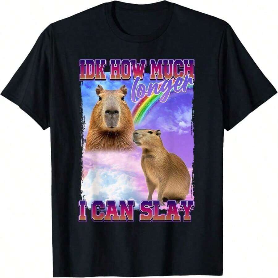 90s Graphic Tee With A Funny Raccoon Meme, "Physically Thicc" Style. - Berwarna merah muda - View 1
