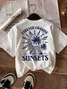 Camiseta Blanca de Corte Regular para Mujer  con Estampado Tropical de Cerezas Doradas y Leopardo - Blanco 4 - Ver 4