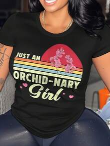 Talla - Talla, Camiseta Casual de Talla para Mujer - Camiseta con Estampado Floral y Texto Just Orchid-, Top Elástico para Uso Diario en Verano, Camisa Lavable aáquina para Mujer - Ropa de Mujer Ri Fashion, Camiseta para Mujer, Camiseta de Corte Holgado, Diseño Vibrante, Tela Cómoda, Camiseta de Manga Corta, Entusiastas de, Ropa de Fin de Semana, Diseño Moderno, Material Suave, Camiseta de Cuello Redondo, Mujer a - Camiseta Unisex de Algodón de Manga Corta y Cuello Redondo, Estilo Vintage Urbano - Negro - Ver 1