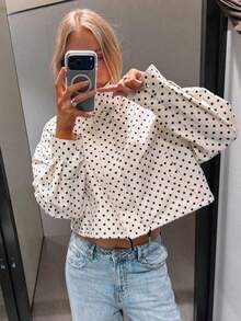 Ropa de otoño para mujer Ropa de invierno Abrigo de invierno con lunares Chaquetas cortas para mujer Abrigos Blusas de manga larga Chaquetas con cremallera para damas Abrigos cortos de primavera y otoño Nuevas prendas de calle Chaqueta corta con cremallera - Café integral - Ver 8