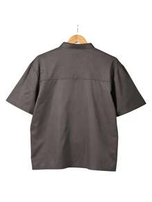 1pc Men's Chef Jacket, Double-Breasted, Comfortable Short Sleeve, Breathable Lightweight, Suitable For Kitchen, Bakery, Restaurant, Hotel Work - Grey - View 2