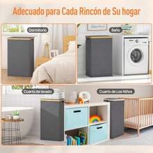 Cesto Para la Ropa con Tapa 100L Cesto Ropa Sucia con 1 Bolsa Extraíble Cesto de Almacenamiento de Ropa para Lavar Y Guardar Ropa Adecuado para Baños Salas de Estar Dormitorios Lavaderos - gris - Ver 7