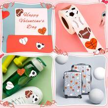 500pcs/Roll Sports Ball Stickers, 4 Patterns Including Basketball, Soccer, Baseball, Heart-Shaped, Home Training Marker Stickers, Display Stickers, Gift Packaging Seals - Cartoon - View 5