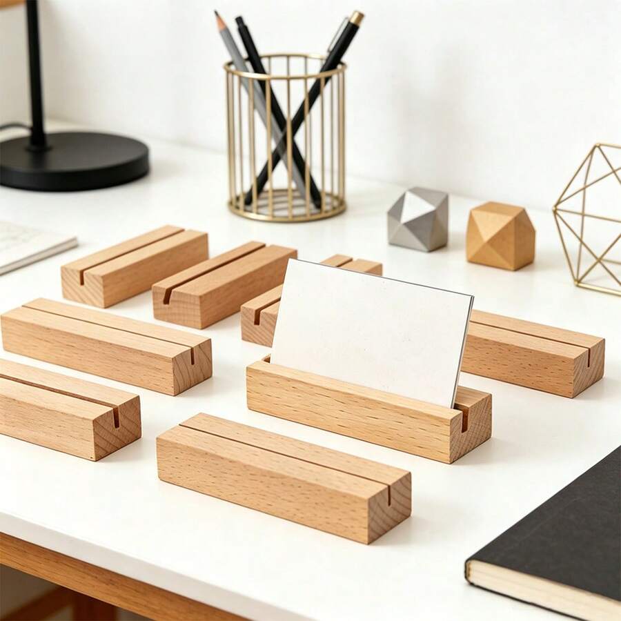 1 pieza Soporte de madera para tarjetas de visita, soportes para tarjetas para exhibición, base de escritorio para calendario, foto, menú, tarjeta de hotel, etiqueta publicitaria, para tienda minorista, hogar, boda, fiesta