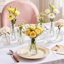 Tomnk 18/24/36pcs Glass Bud Vase, Small Vases For Flowers, Vases For Centerpieces Mini Flower Vases In Bulk For Rustic Wedding Decorations Vintage Look Home Table Decor, Bedroom Decor, Back To School Season, Outdoor Decor - 彩色 - 查看 8