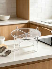 1pc Detachable Round Transparent Acrylic Container Stand - For Vase Tray And Home Decor - Multicolor - View 5