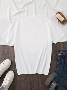 Women's Vintage T-Shirt, White, Printed, 180 G/M², 100% Cotton, Round Neck, Casual And Relaxed Fit, PriFashion - 白色 7 - 查看 4