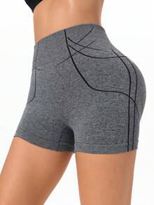Nahtlose Shorts mit hoher Taille für Sport, weicher & bequemer Stretchstoff, geeignet für Yoga, Fitness, Laufen und den täglichen Gebrauch von Frauen - Grau - Übersicht 5
