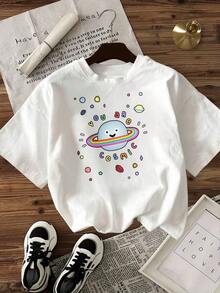 Women's-Shirts You Are Cosmic Planet With Rings%, Breathable Casual Blouses For Women - White - View 2