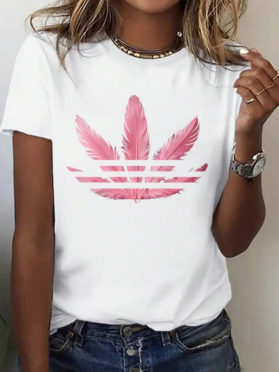 Soft And Breathable Short-Sleeved T-Shirt For Men And Women, Suitable For Running And Parties, With Print, Round Neck, Casual Sportswear, Matching Sets, Ideal For Gifts (Machine Washable) - 白色 - 查看 1