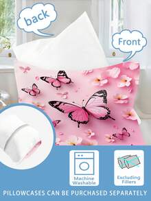 2/3pcs Customizable Name Pink Butterfly Print Children's Duvet Cover, Sweet Girl Style Polyester Material, Breathable And Easy To Wash, Suitable For Girls' Bedroom, Princess Style Room, All-Season Exclusive Bedding - Multicolor - View 4