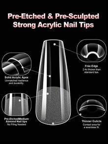 120Pcs Medium Almond Boxed Acrylic Nail Tips, 12 Sizes Half Frosted Inside False Nails, DIY Nail Art Press On Nails Supplies - View 5