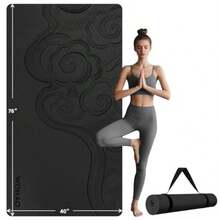 Tapete de yoga grande de 193 x 102 x 1 cm antideslizante ancho y grueso versátil para estiramientos estudio de yoga gimnasio entrenamientos en casa y en exteriores - negro - Ver 9