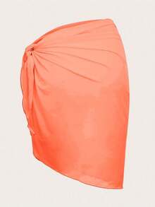 Cubierta unicolor de diseño simple con pliegues de playa de verano para mujeres - Naranja - Ver 2