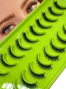 10 Pairs Soft & Fluffy 3D Faux Mink Eyelashes, Natural Looking Handmade Dramatic False Eyelashes, Thick & Voluminous Fake Eyelashes - Multicolor - View 7