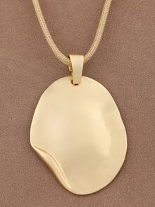 1 Piece Fashion Silver Gold Color Asymmetrical Hollow Open Square Shape Pendant Rope Necklace For Women's Daily Wear 18"+2" Extend Chain - Large Hollow Oval - View 19