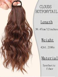 Tóc giả đuôi ngựa gợn sóng tự nhiên 12 inch, buộc bằng dây chun, tóc giả xoăn tổng hợp, màu nâu gợn sóng nước, kẹp cài cho nữ sử dụng hàng ngày. - Nhiều màu - Xem 3