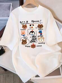 Artículo Moderno y Minimalista de Gran  - Camiseta Deportiva para Mujer, Camiseta de Manga Corta para Mujer, una combinación de ternura y diseño moderno, a la moda y versátil para deportes, uso diario casual y diversas ocasiones, top casual de uso diario para mujer. - Blanco - Ver 1