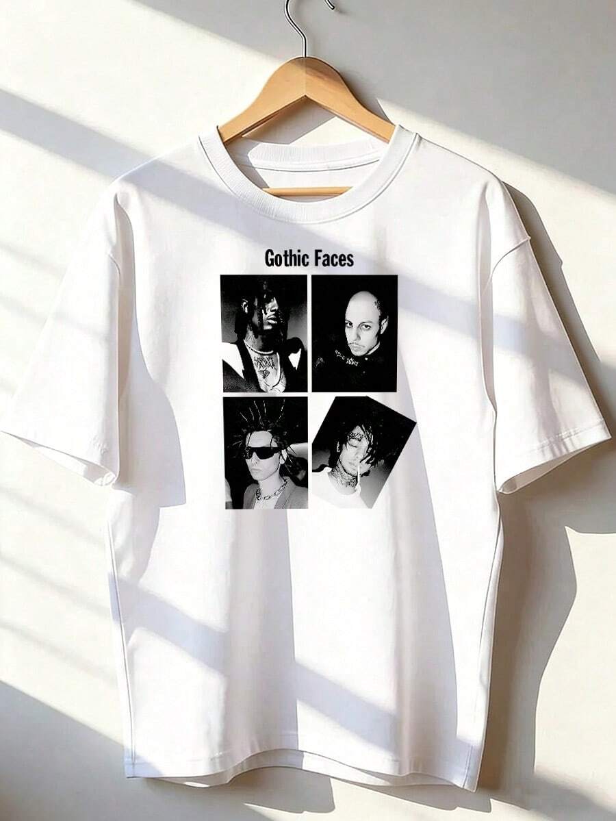 Gothic And Urban Style Short Sleeve T-Shirt, Fashionable Short Sleeve T-Shirt For Spring And Summer 2026, Made In Mexico, 180 Grams. Cartoon Print, Couple Design, Suitable For Indoor Or Outdoor Wear. Crew Neck, Unisex, Ideal For Office And Leisure. One-Piece Pack. - WH-P631577SLNDXZGY634 - 查看 1