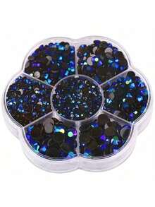 每盒5000顆，2mm、3mm、4mm、5mm、6mm共5種尺寸。花形盒裝平底水晶水鑽，多色水晶寶石，珠寶珠飾，玻璃藝術貼紙。適用於衣服、包包、鞋子、杯子、手機殼、手工藝品和DIY裝飾 - 5000件 - 查看 50