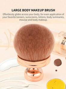 1pc Extra Large Oval Kabuki Body Makeup Brush, Suitable For Self-Tanning Lotion And Back Tanning, Seamless Application Of Self-Tanning Powder Foundation On Legs, Face And Body (Random Color) - Multicolor - View 7