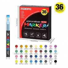 ZGAOPO 366/288/240/168/120/72/48/36/24/12色丙烯顏料筆套裝，適用於繪畫、插畫、手工藝、學校開學著色本及其他DIY項目，可用於紙張、布料、木材、石頭、塑膠、玻璃、陶瓷、南瓜等，適合學生與成人，適合作為感恩節、萬聖節、聖誕節禮物 - 馬克筆(多色套裝) - 查看 16